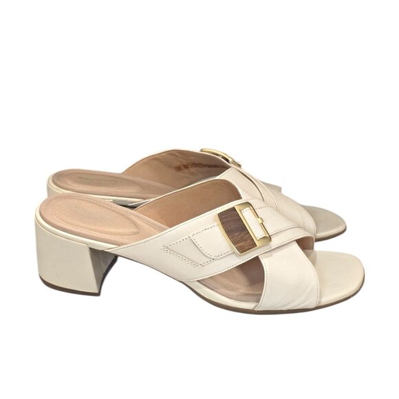 Rockport Cream and Gold Heeled Sandals with Elegant Design Wide - Picture 2 of 6